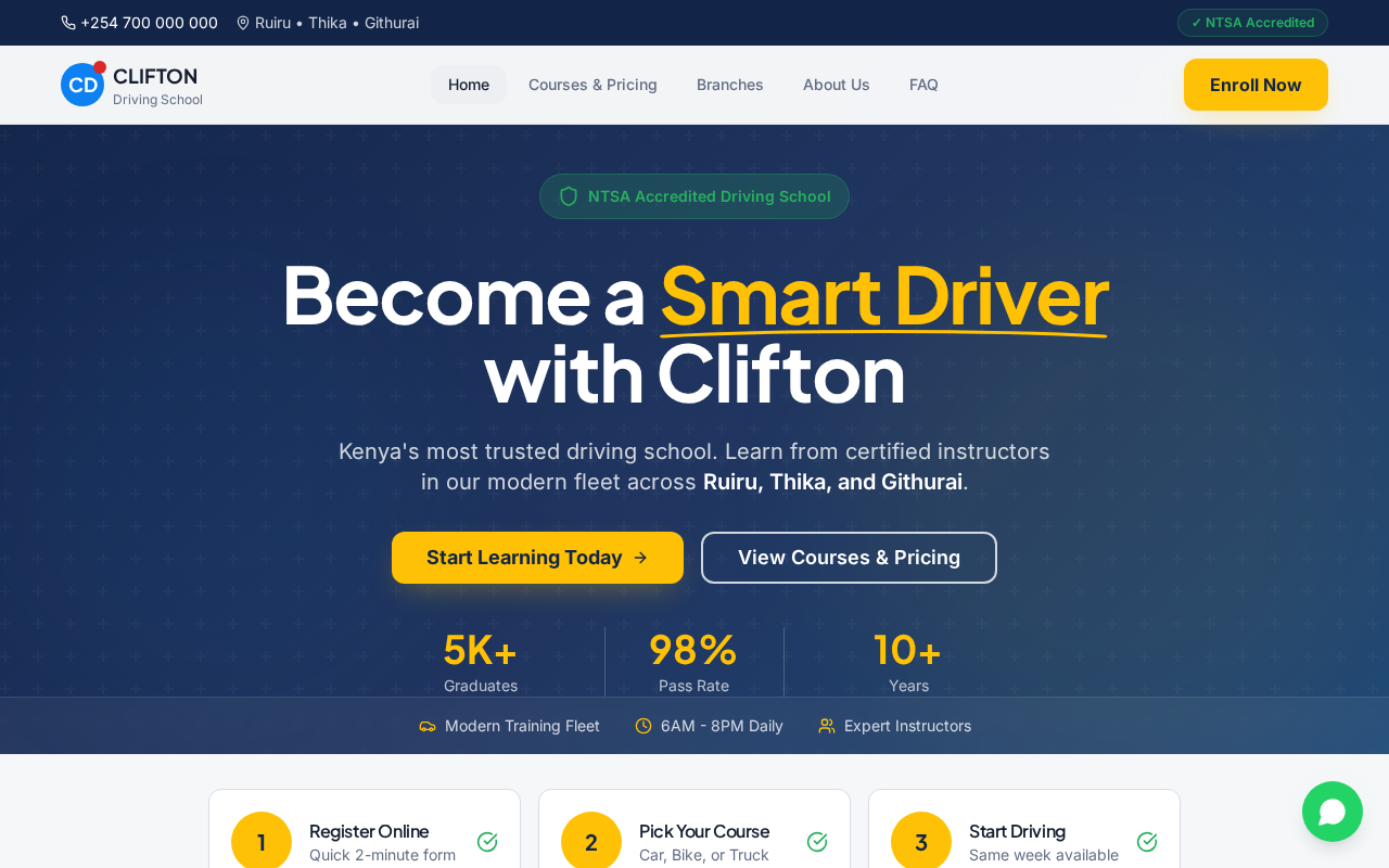 Clifton Driving School website preview