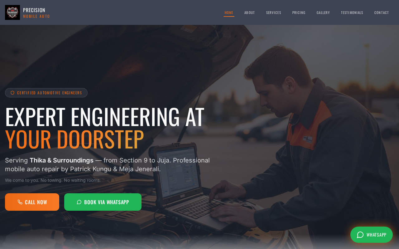 Precision Motors Garage website preview