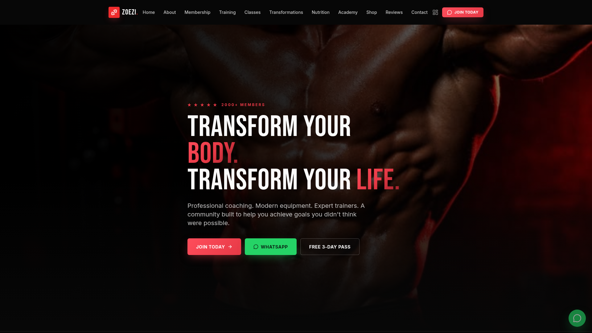 Zoezi — Gym & Fitness Club website preview